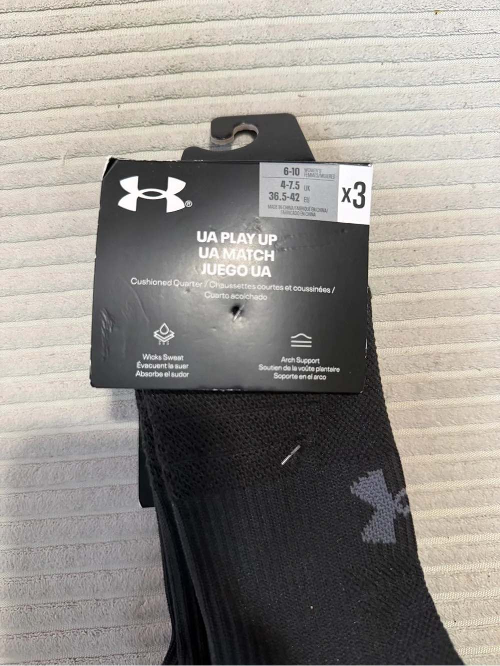 Under Armour Black Crew Training Socks with Logo
